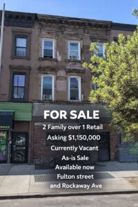 Mixed-Use Opportunity: 2-Family Over Retail on Fulton St & Rockaway Ave