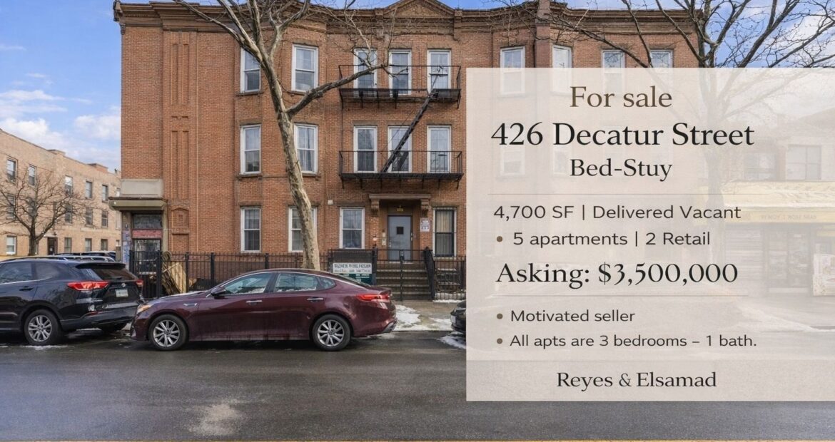 Bed-Stuy Mixed-Use Building: 2 Retail Spaces & 5 Apartments – 426 Decatur St